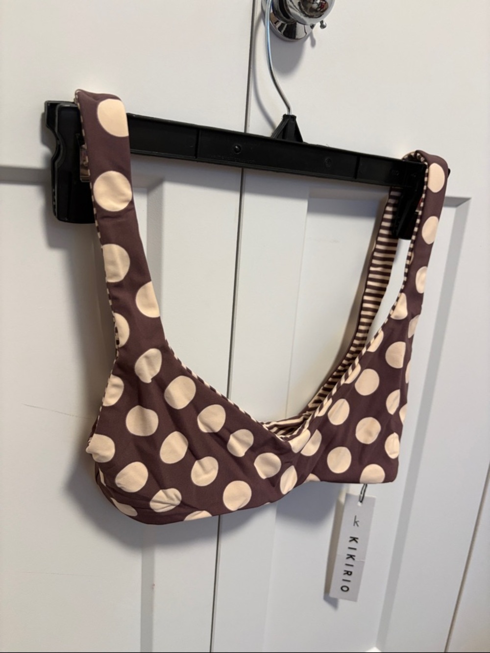 NWT [KikiRio] Reversible Polka Dot/Stiped Bikini Swimsuit Top Women's Sz XS - Picture 9 of 12